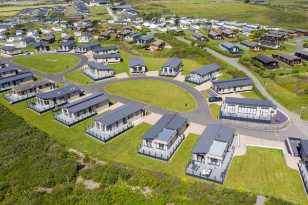 Aerial view of lodges at Silver Bay